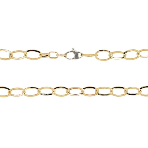 Cable Rolo Link Chain Necklace 14K Yellow Gold Italy - Picture 2 of 3